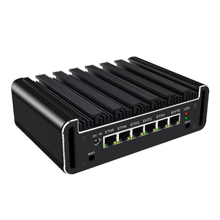 Aggi Shelf 2.5G - Pre-Configured Router 6X 2.5Gbe LANs Trio Gateways ISP Aggregation, Failover, Load Balancing, Firewall, VPN - Front 3